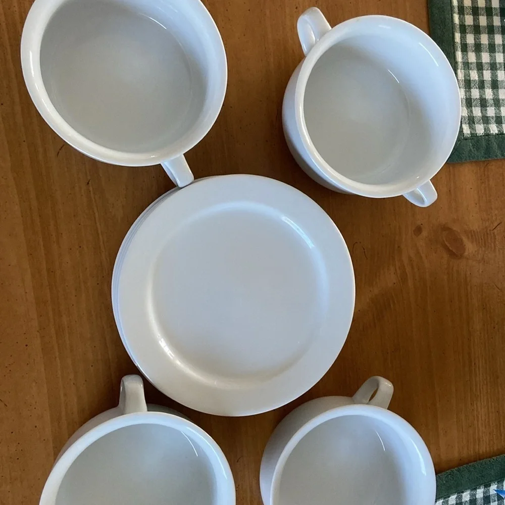 Williams Sonoma Essential white cream soup bowl with saucer